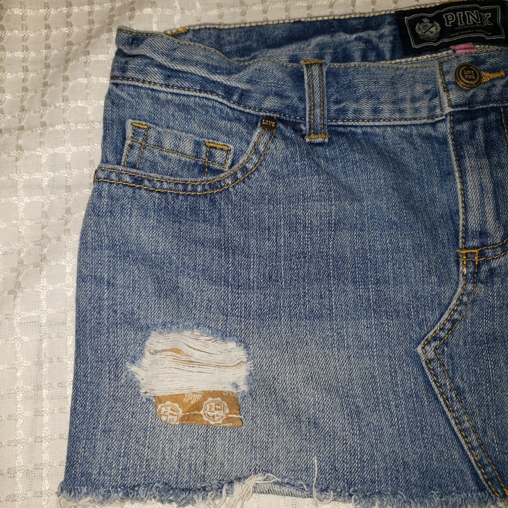 VICTORIA SECRET PINK MINI JEAN SKIRT - Picture 3 of 10
